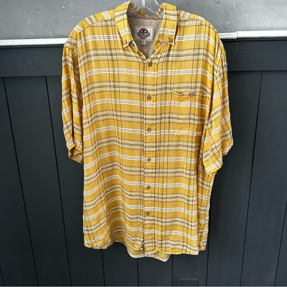 Field and Forest Yellow‎ Plaid Men's Shirt size XL